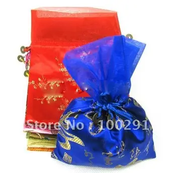 200pc/palju sinine sifonki Silk Brocade Kotid kotid silk Organza kott kingikoti pulm kott segatud värv vastuvõetav