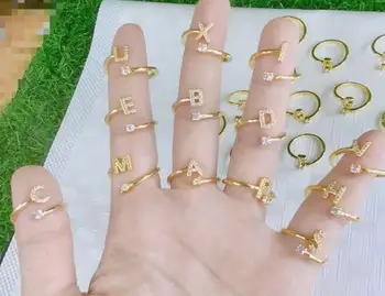 1tk 26 täht UUS Kuld värvi Vintage naiste Sõrmus Reguleeritav crystal avatud ehteid hulgimüügi dsaf3