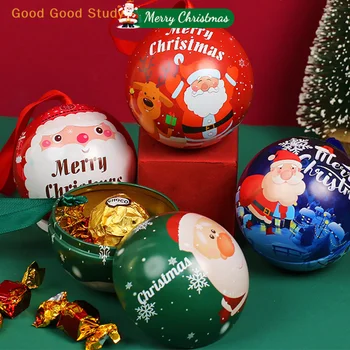 Jõulud Valgeplekk Candy Box Palli Kommid Võivad Kingitus Pakend Karp Algul Palli Kujuline Trükitud Mini Box Kid Kingitus Puu Ripub Tarvikud