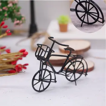 Raua Kunsti Jalgratta Mudeli Vintage Must Käsitöö Bike Miniatuuri vanamoodne Simulatsiooni Nukumaja